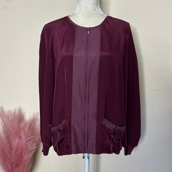 St. John • silk bomber jacket with full zip front - Picture 1 of 11